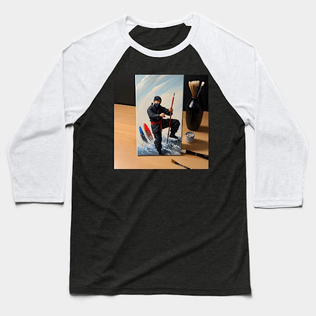 Brushstroke Shadows - The Painting Ninja Baseball T-Shirt by Salaar Design Hub